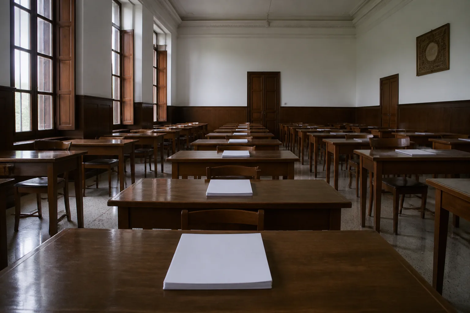 An exam hall aligned to a prep block